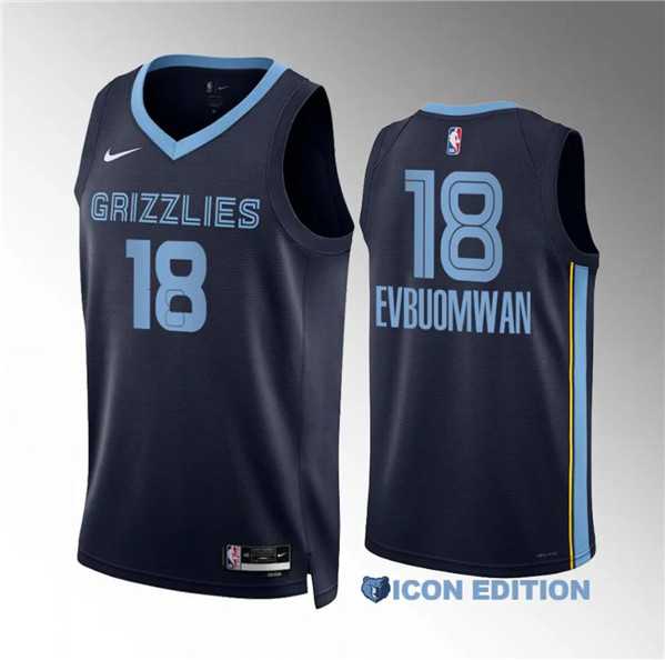 Mens Memphis Grizzlies #18 Tosan Evbuomwan Navy Icon Edition Stitched Jersey Dzhi
